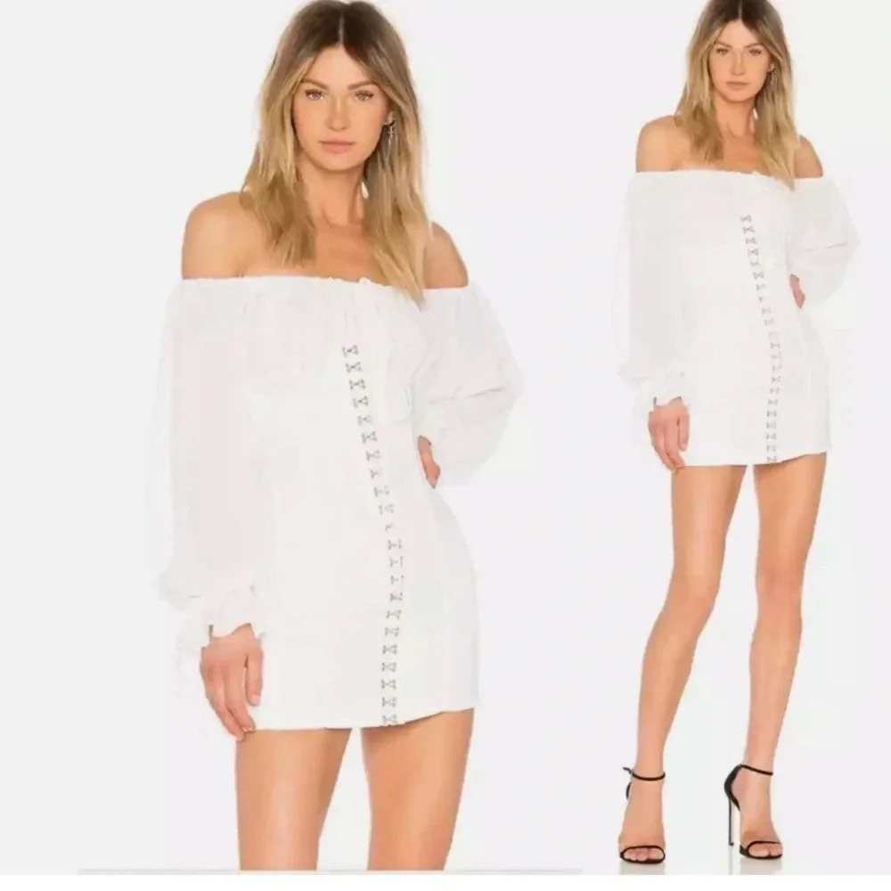 NBD Anastasia White Corset Dress and Chiffon Blouse 2 piece set Women Size XS